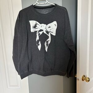 Aerie Gray Sweatshirt with White Bow